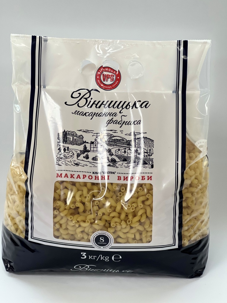 Макаронні вироби трубчасті ВІННИЦЬКА МАКАРОННА ФАБРИКА Ріжки 3 кг